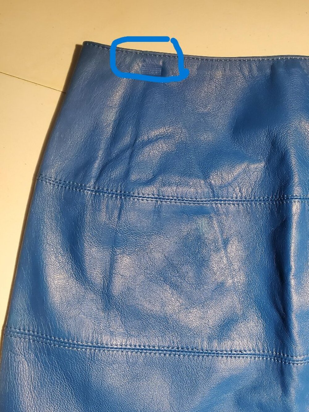 La Nouvelle Renaissance Blue Leather Pencil Skirt Vintage/Y2K - Marked size 10 - Picture 15 of 16